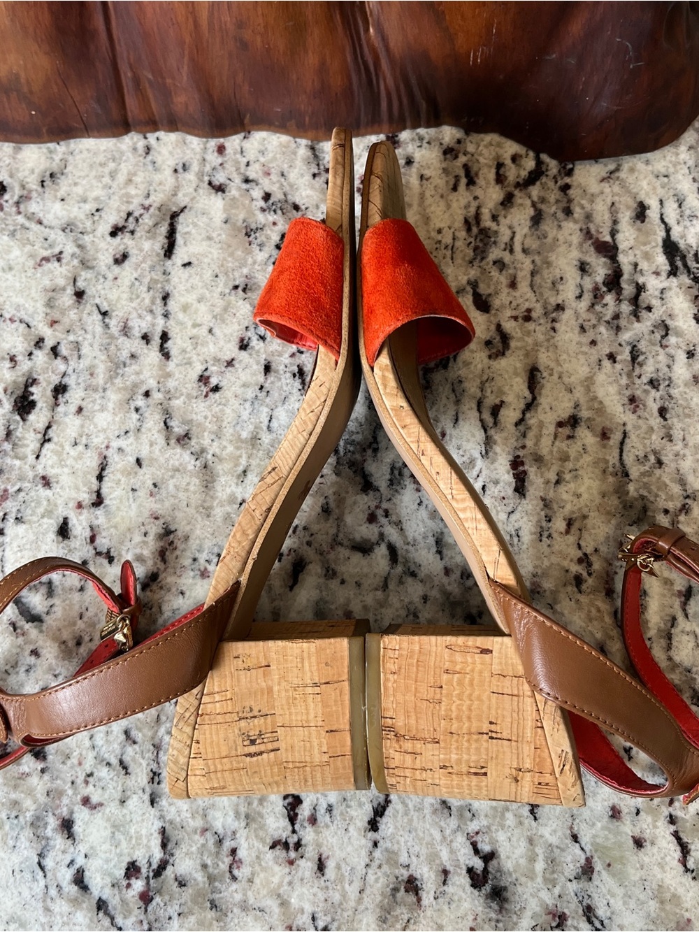 Coach Suede Cork Strap Sandals